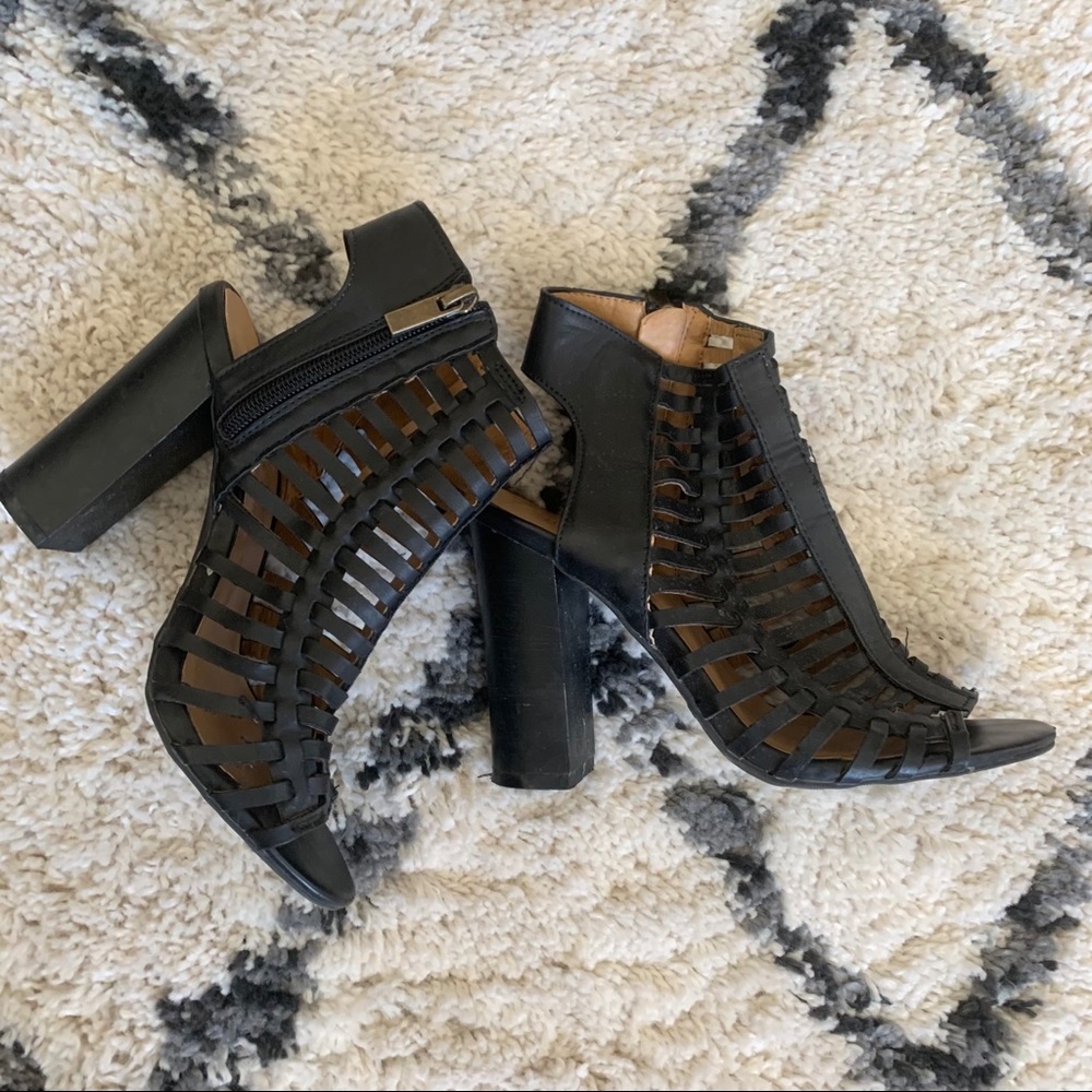 Bamboo Black Strappy Booties
